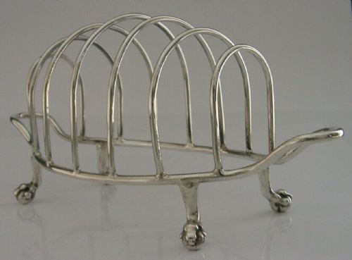 Large English Solid Sterling Silver Six Slice Toast Rack 1912 Antique 122g