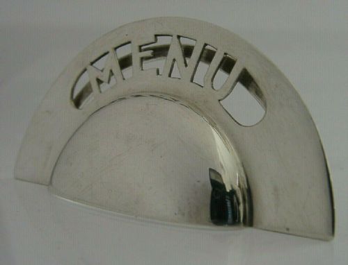 English Solid Sterling Silver Art Deco Card Menu Holder 1909 Antique