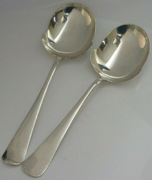 Heavy 134g Dutch Solid Silver Arts & Crafts Serving Spoons 1927 & 1935 Antique