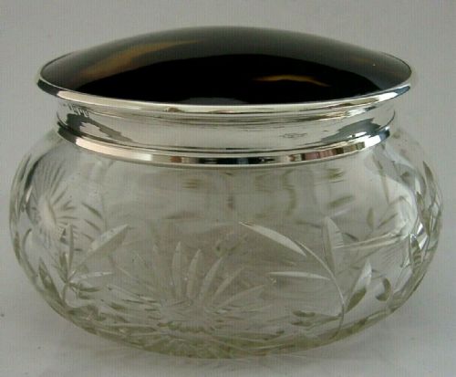 fig 1. SUPERB ENGLISH SOLID STERLING SILVER LARGE POT BOX JAR 1934 ANTIQUE 244g