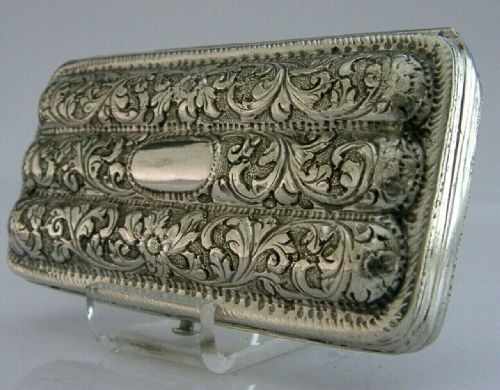 Beautiful Anglo Indian Solid Silver Cigar Case C1890 Antique 120g