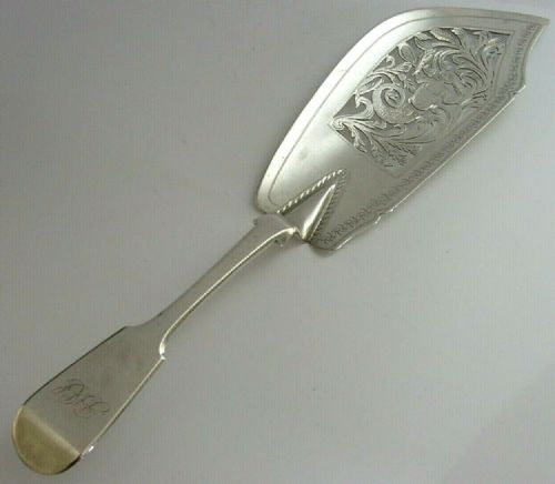 Rare English Solid Sterling Silver Merman Fish Slice 1846 Victorian Antique 134g