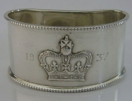 Rare English Sterling Silver 1937 Royalty Coronation Napkin Ring 1937 Antique