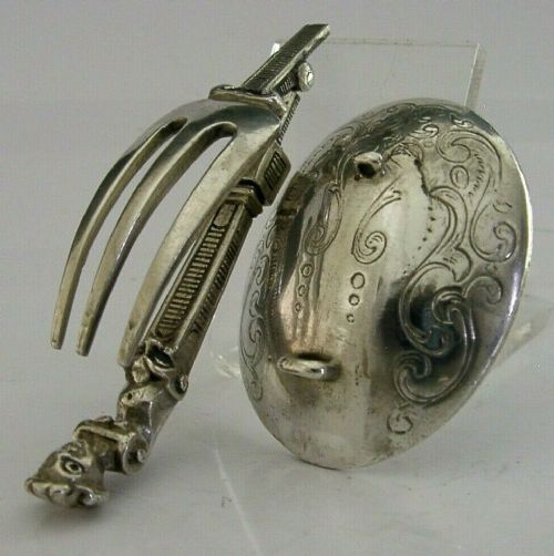 Rare Solid Silver Folding Spoon & Fork Early 20th Century Dutch