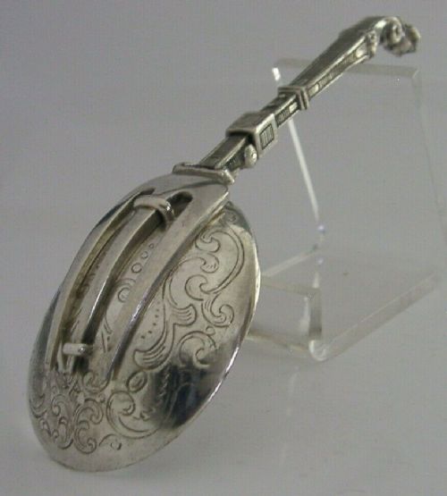 fig 1. RARE SOLID SILVER FOLDING SPOON & FORK EARLY 20th CENTURY DUTCH