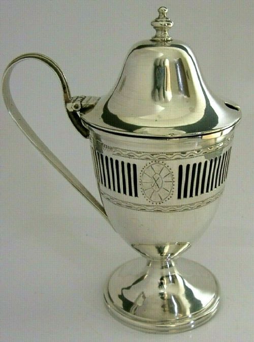 Large 205g Antique English Chester Solid Sterling Silver Mustard Pot 1907