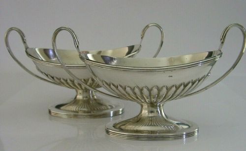 Large 170g Sterling Silver Table Salt Cellars or Sweetmeat Dishes 1884 Antique