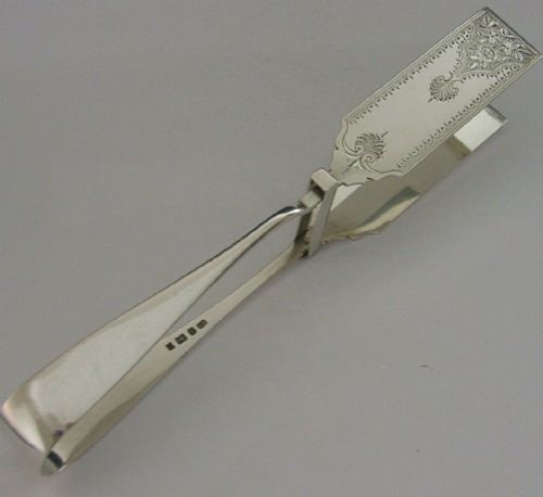 Large 138g English Sterling Silver Asparagus Sandwich Serving Tongs 1901 Antique