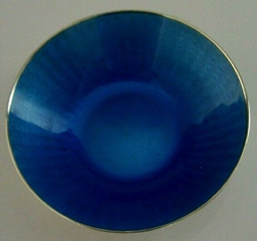Beautiful Solid Sterling Silver Blue Enamel Dish C1960s David Andersen Norway