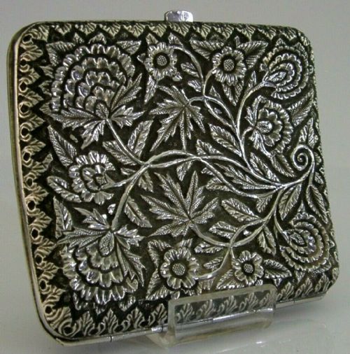 Beautiful Anglo Indian Eastern Solid Silver Cigarette Case C1900 Heavy 108g