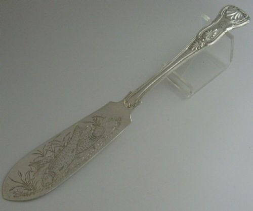 Rare Dorsetshire 39th Regiment Military Solid Sterling Silver Fish Server 1863