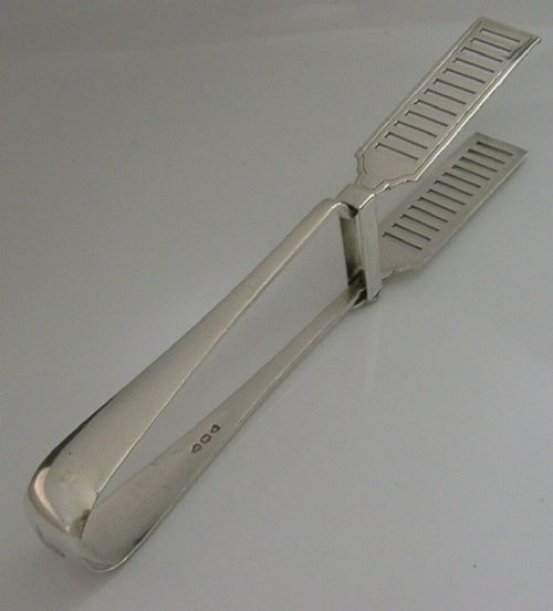Rare Sterling Silver Moors Negro Head Crested Serving Tongs Antique 1894 128g