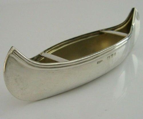 Rare Victorian Novelty Sterling Silver Canoe, Pin Cushion ? 1898 Antique 44g