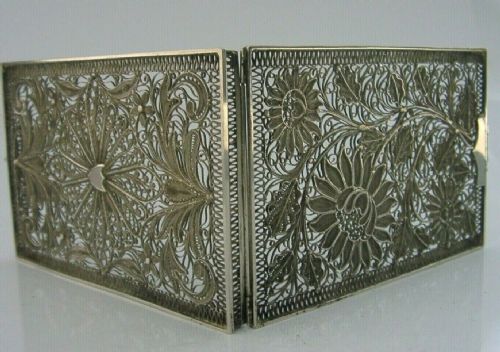 Rare Beautiful Solid Silver Filigree Card Case Georgian Victorian Antique