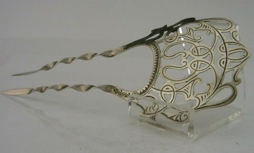Beautiful English Sterling Silver Hair Slide Comb Art Nouveau Antique 1903