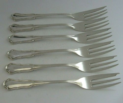 Heavy German Solid 800 Silver Cake or Pastry Forks Art Deco C1920 138g