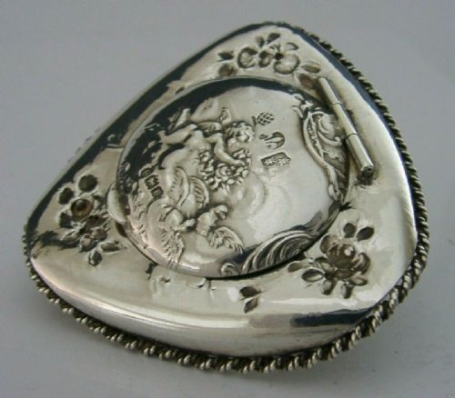 Beautiful Novelty Solid Sterling Silver Hat Snuff Box 1901 Edwardian Antique