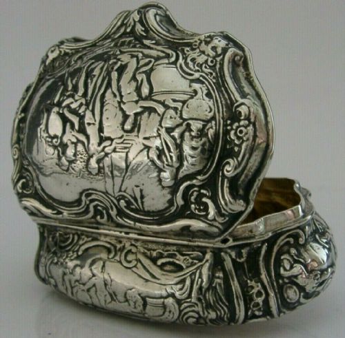 Super Solid Sterling Silver Table Snuff Trinket Box 1899 Victorian Antique 132g