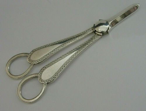 Victorian English Solid Sterling Silver Grape Scissors Shears 1897 94g