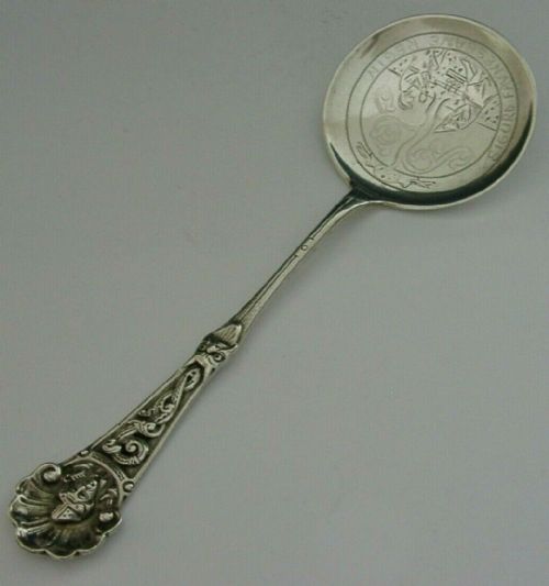 Beautiful Large Norway Solid Silver Serving Spoon C1919 Antique Viking Dragestil