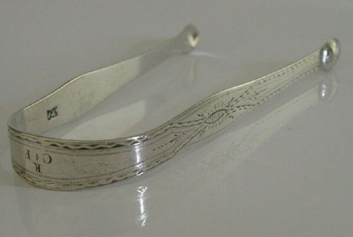 Georgian Solid Sterling Silver Sugar Tongs C1770-1780 Antique Hester Bateman