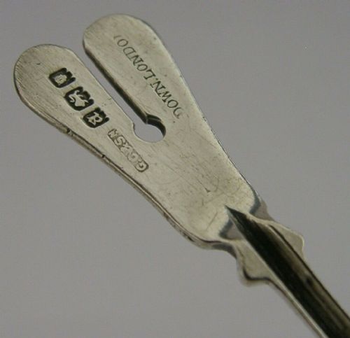 RARE ENGLISH WWI ERA MEDICAL STERLING SILVER BULLET PROBE SURGEONS TOOL - ADDITIONAL PHOTO 1