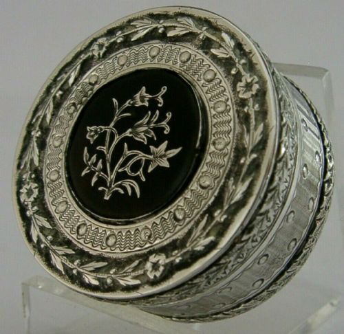 Top Quality Solid Silver Pill Snuff Box French Antique C1900