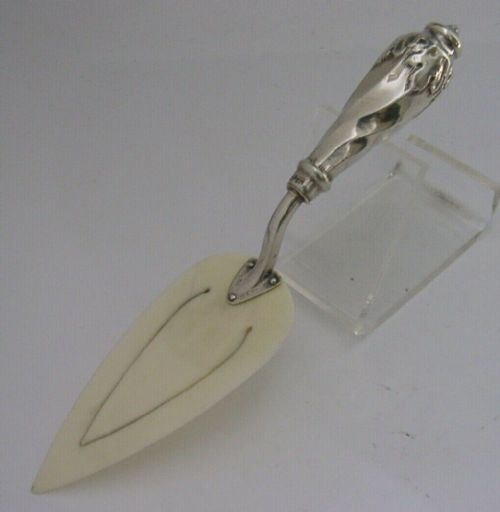 Rare Large Sterling Silver & Bone Bookmark C1910 Antique 5+ Inch