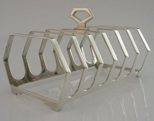 Art Deco English Solid Sterling Silver Six Slice Toast Rack 1951 Superb