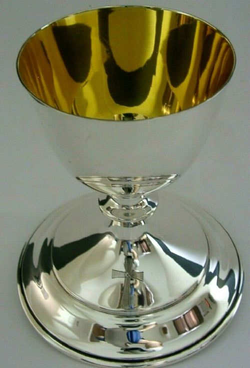 Rare Large English Solid Sterling Silver Travelling Goblet Chalice 1949 155g