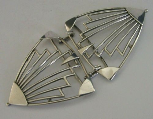 Art Deco Very Stylish Solid Sterling Silver Belt Nurses Buckle C1950