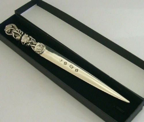 Superb Grape Vine English Solid Sterling Silver Letter Opener 52g 1969