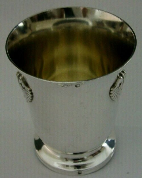 Superb French Solid Sterling Silver Beaker Cup C1910 Art Deco 102g Barware