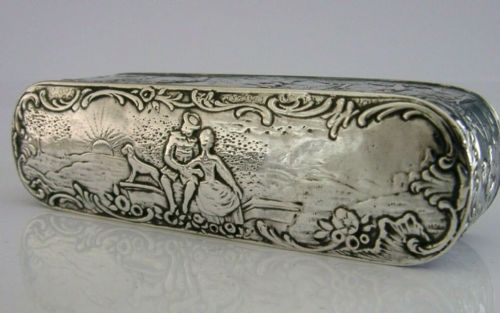 Stunning Large Hanau German Solid Silver Table Box C1900 Antique 90g Cherubs