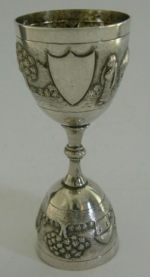 Quality Indian Solid Silver Double Ended Spirit Measure Jigger C1900 Barware