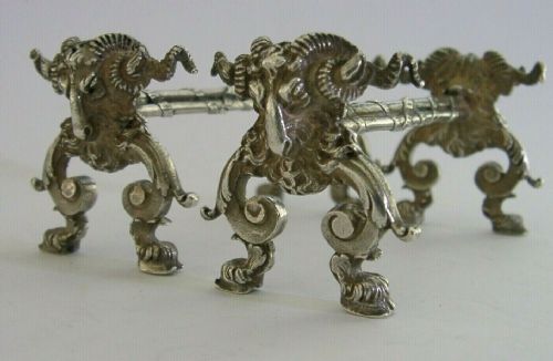 The Best French Cast Solid Silver Ram Sheep Cutlery Knife Rests C1900 Antique 166g