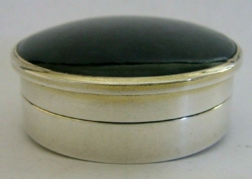 Super Rare English Solid Sterling Silver Moss Agate Snuff Box 1912 Antique 46g