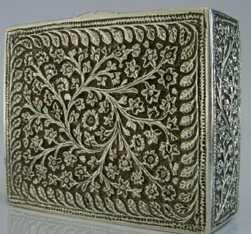 Very Beautiful Indian Solid Silver Table Box C1900 Antique 126g