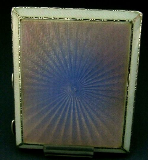 Wonderful Antique Solid Silver Enamel Cigarette Case London 1937 Art Deco