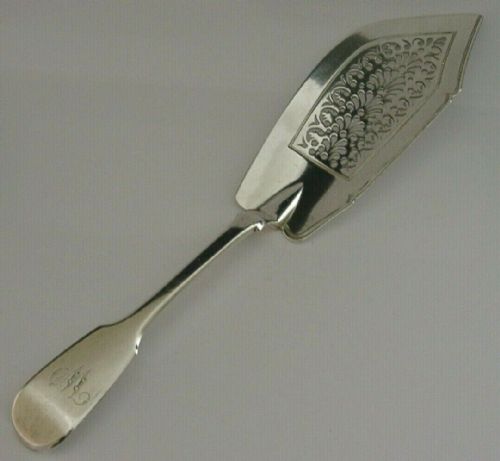 Early Victorian Solid Sterling Silver Fish Server Slice 1842 Antique 134g