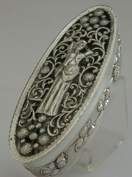 Wonderful Art Nouveau Solid Silver Table Potpourri Lavender Box 1907 Antique