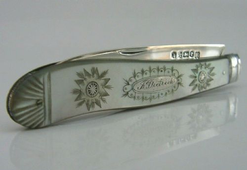 English Sterling Silver Friut Knife 1865 Victorian Antique Dietrich Family