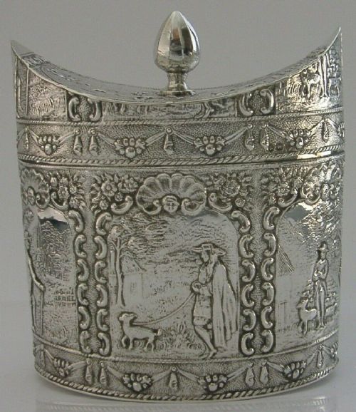 Stunning Dutch Export Solid Sterling Silver Tea Caddy Box 1893 Antique 128g