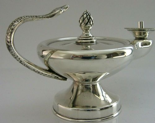 Wonderful Solid Sterling Silver Serpent Snake Cigar Table Lighter 1902 Antique