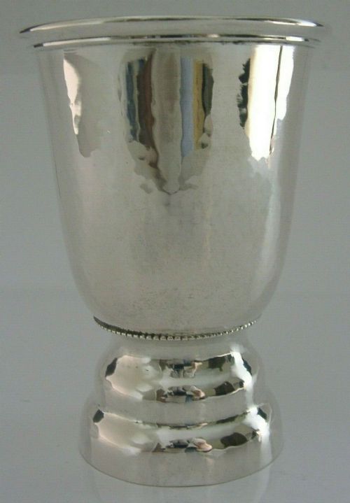 Hammered 150g German Solid Silver Arts & Crafts Beaker Chalice Cup C1900 Antique