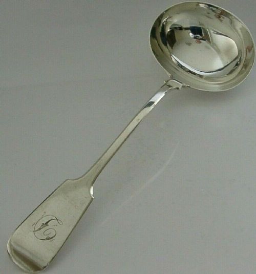 Stunning Huge 232g Victorian Solid Sterling Silver Serving Ladle 1883 Antique