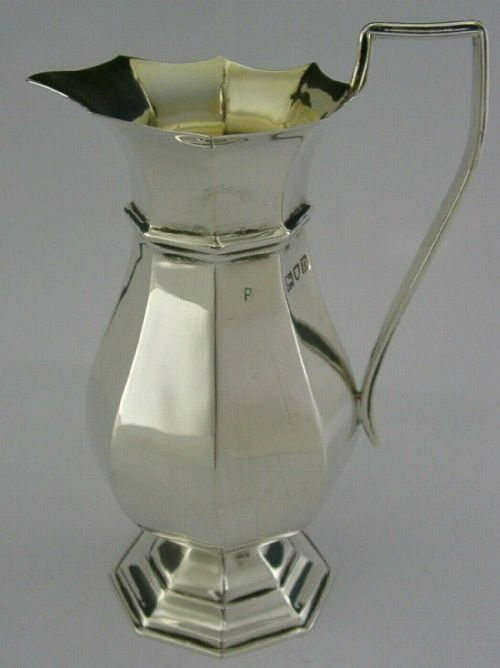 Large English Edwardian Solid Sterling Silver Cream Jug 1908 Antique 86g Superb