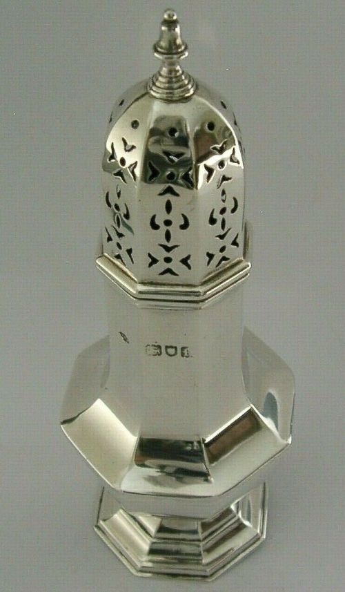 Quality English Sterling Silver Sugar Caster Shaker 1901 Edwardian Antique 102g