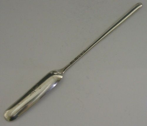 English Georgian Sterling Silver Crested Marrow Scoop 1791 Antique 44g