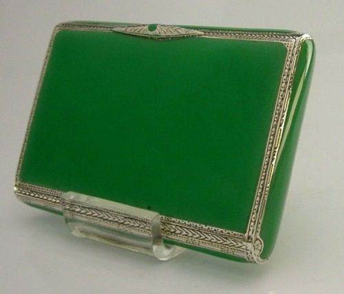Stunning Antique Sterling Silver Enamel Table Box 1927 Heavy 132g